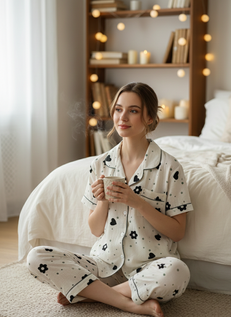 Pijama crepé pantalón