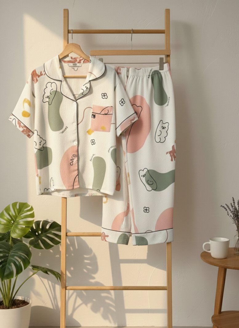 Pijama algodón crepé: 3 piezas